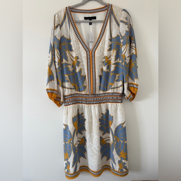 ✨NWT- White House Black Market VNK Smoked Mini Draped Floral Dress size large - Picture 5 of 12